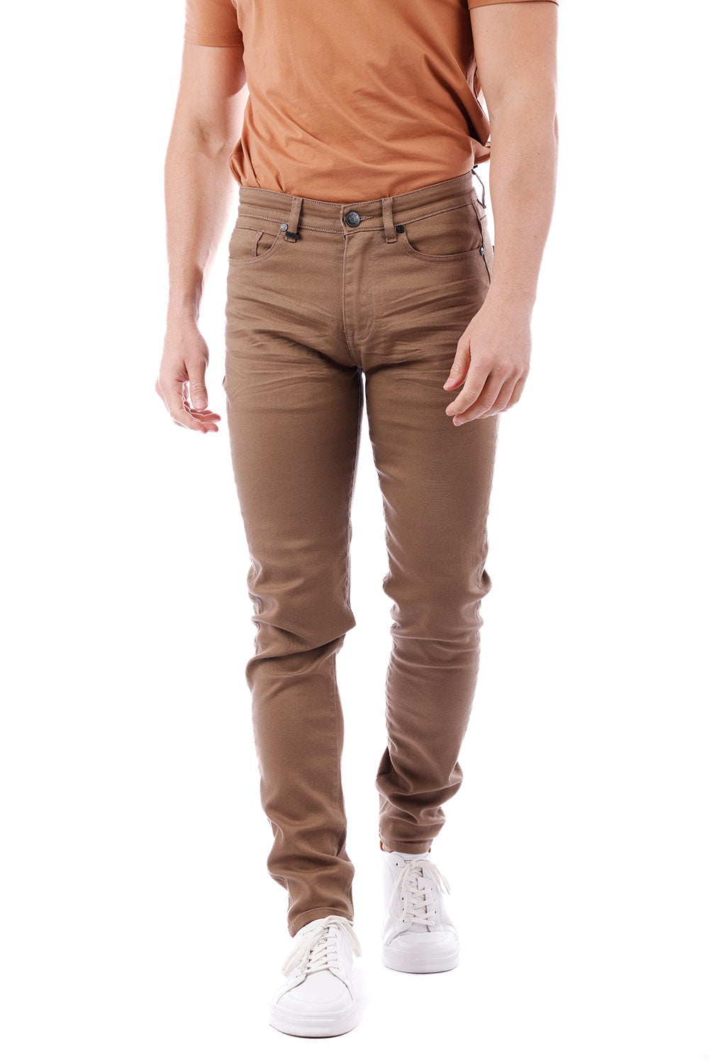 Barabas Men's Skinny Fit Classic Denim Solid Color Jeans 1700 Taupe