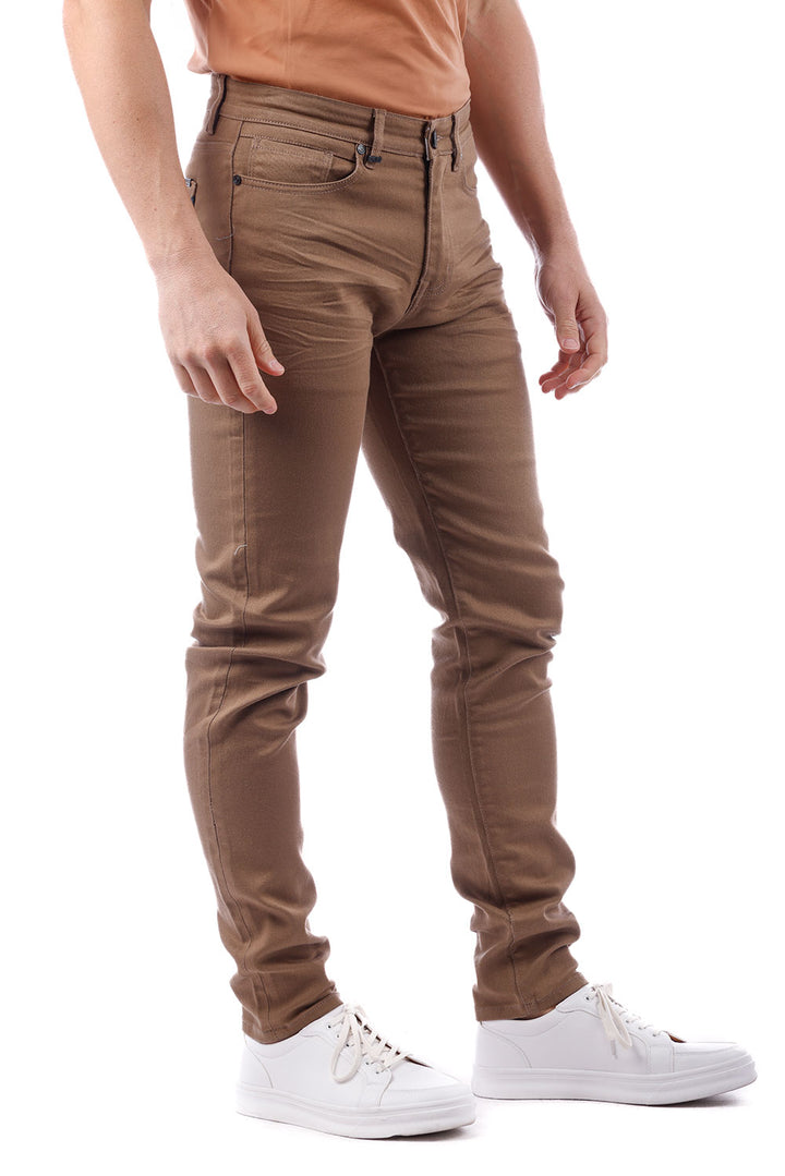 Barabas Men's Skinny Fit Classic Denim Solid Color Jeans 1700 Taupe