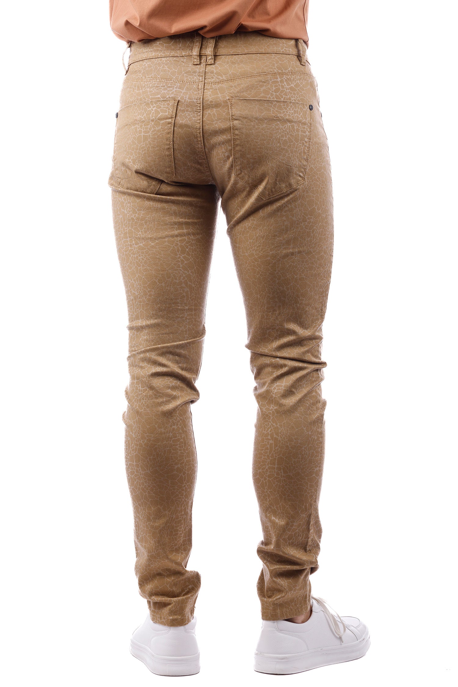 Barabas Men's Stretch Slim Lava Pattern Premium Denim Jeans 1750 Tan