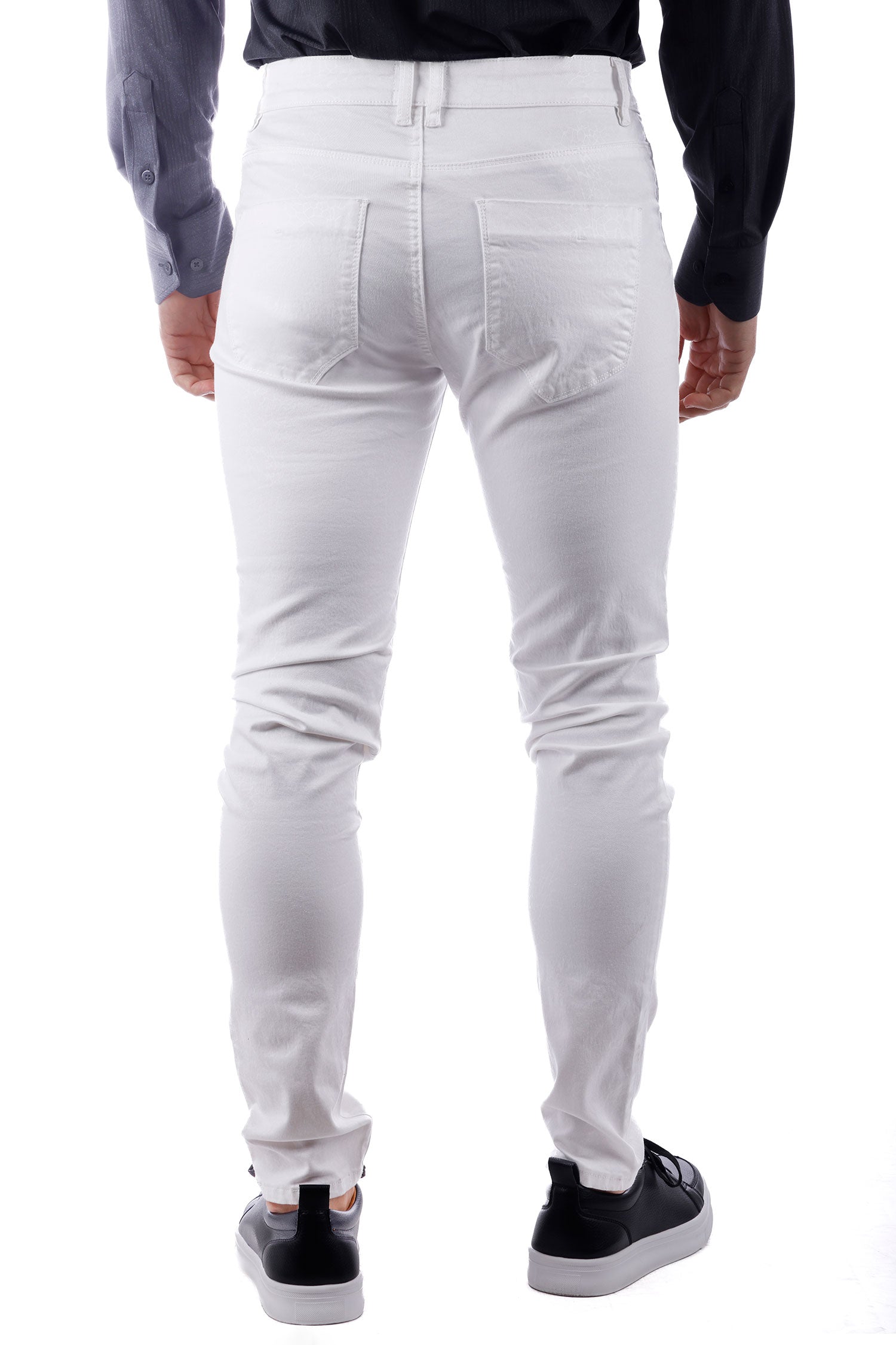 Barabas Men's Stretch Slim Lava Pattern Premium Denim Jeans 1750 White