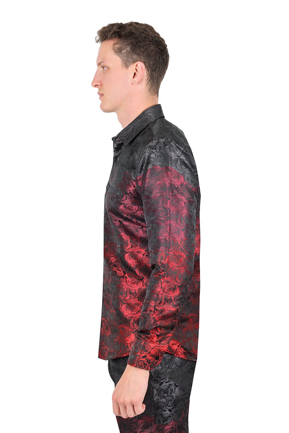 Barabas Long Sleeve Floral Men's Button Down Dress Shirts 2B03 Red