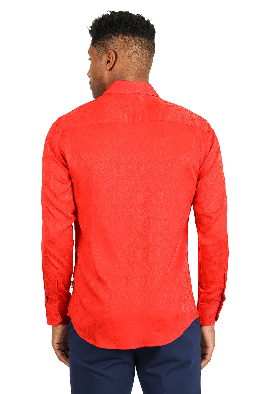 BARABAS Men's Paisley Long Sleeve Button Down Shirt 2B320 Red