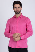 BARABAS Men's Wood Art Long Sleeve Button Down Shirt 2B321 #Color_Rose