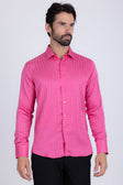 BARABAS Men's Wood Art Long Sleeve Button Down Shirt 2B321 #Color_Rose