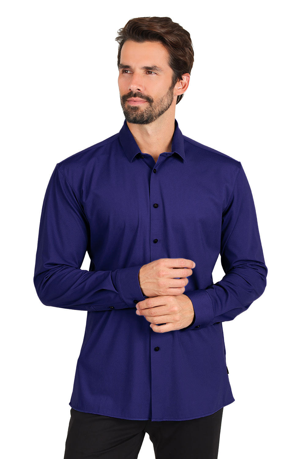 Barabas Men's Premium No Stitches Long Sleeves Shirts 2B400 Navy