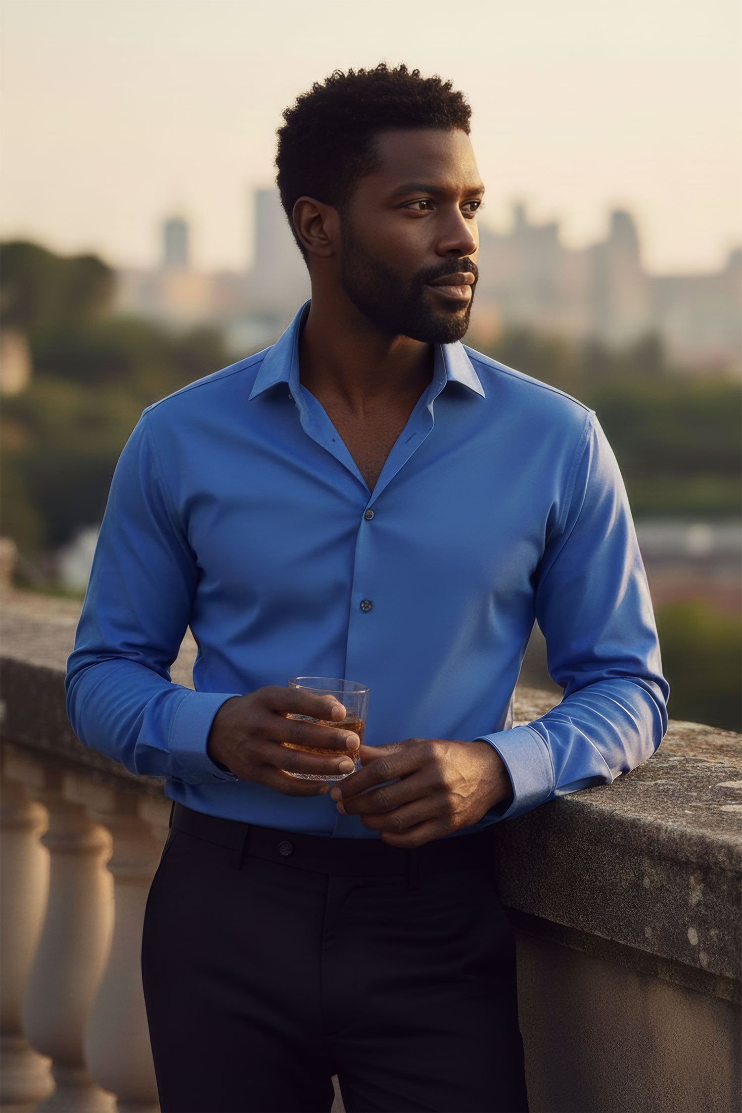 Barabas Men's Premium No Stitches Long Sleeves Shirts 2B400 Royal Blue 