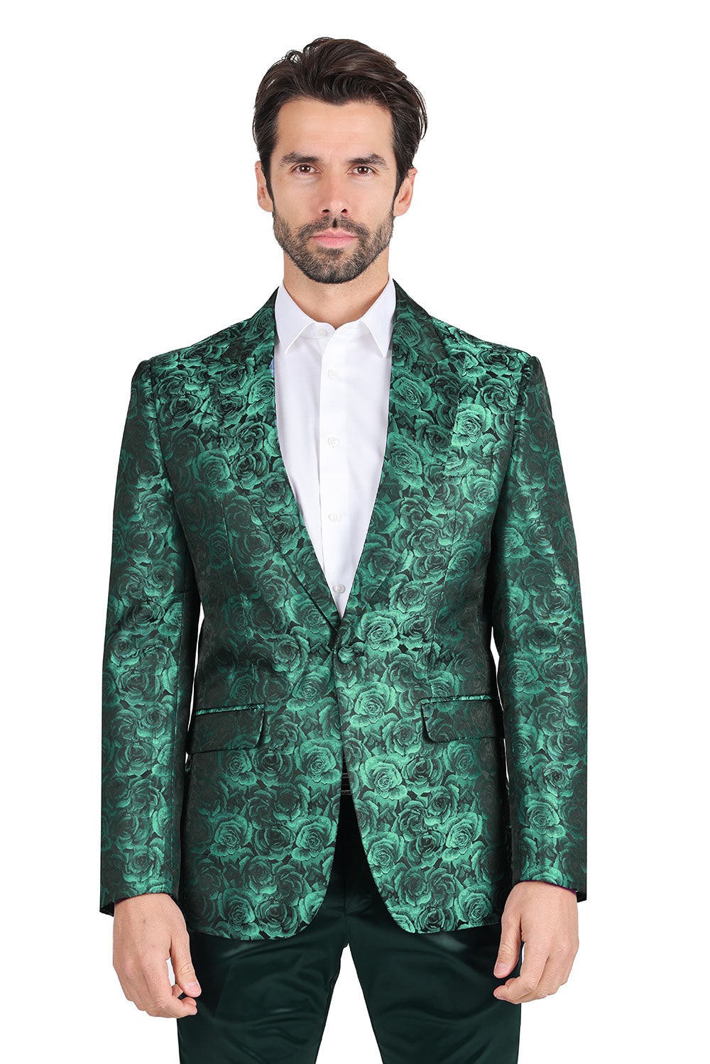 BARABAS Men's Luxury Two Tone Lapel Collar Blazer 2BL03 Black and Green