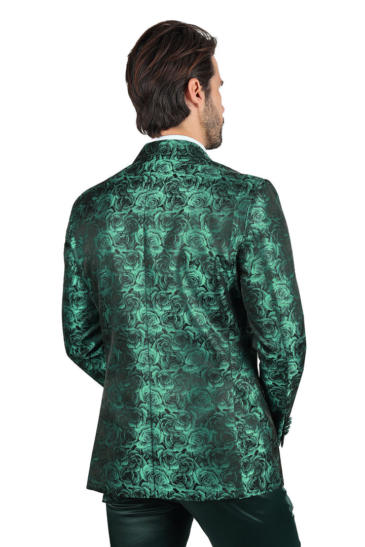 BARABAS Men's Luxury Two Tone Lapel Collar Blazer 2BL03 Black and Green