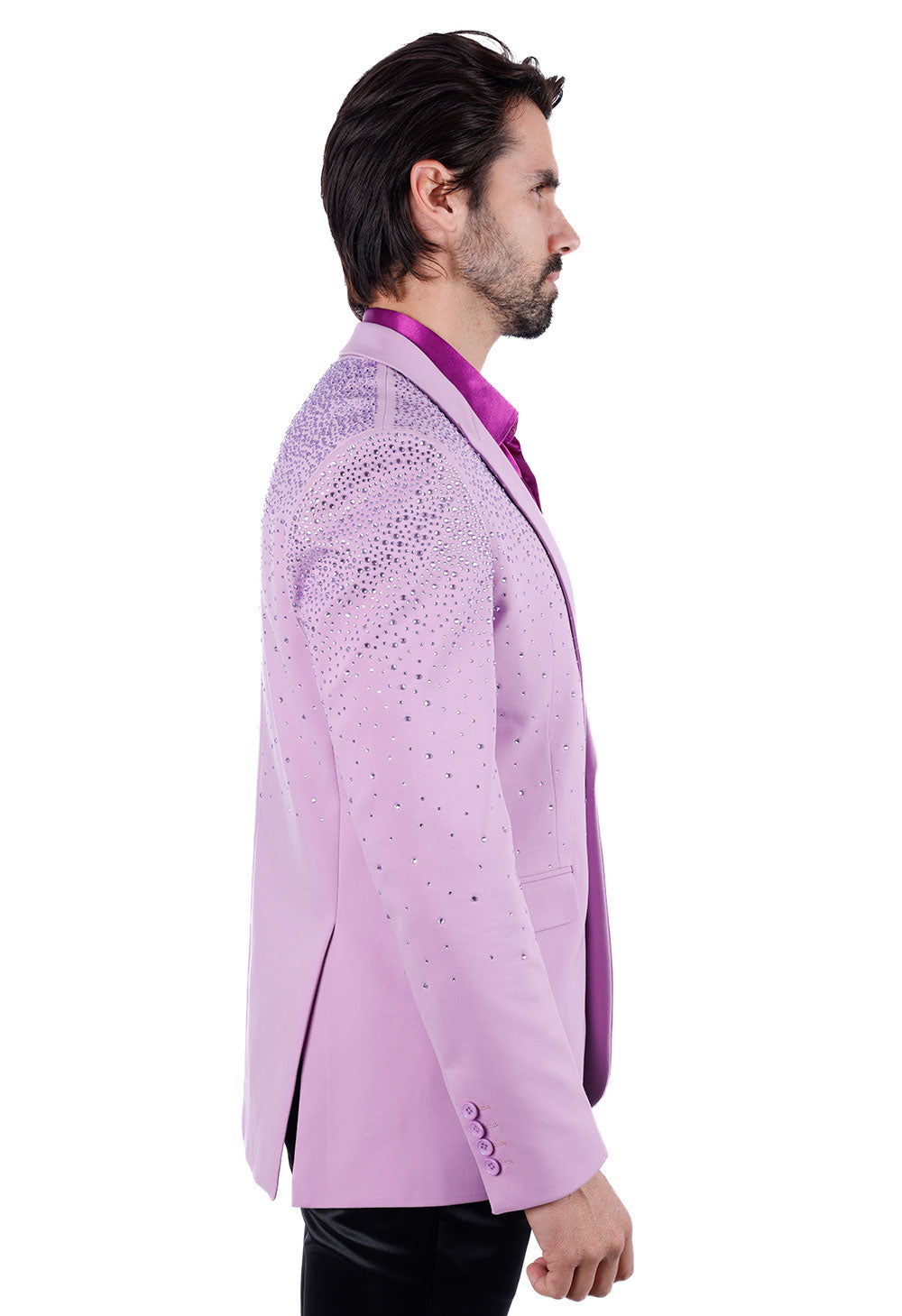 Barabas Men's Rhinestone Matte Color Notch Lapel Casual Blazer 2BLR6 Light Purple