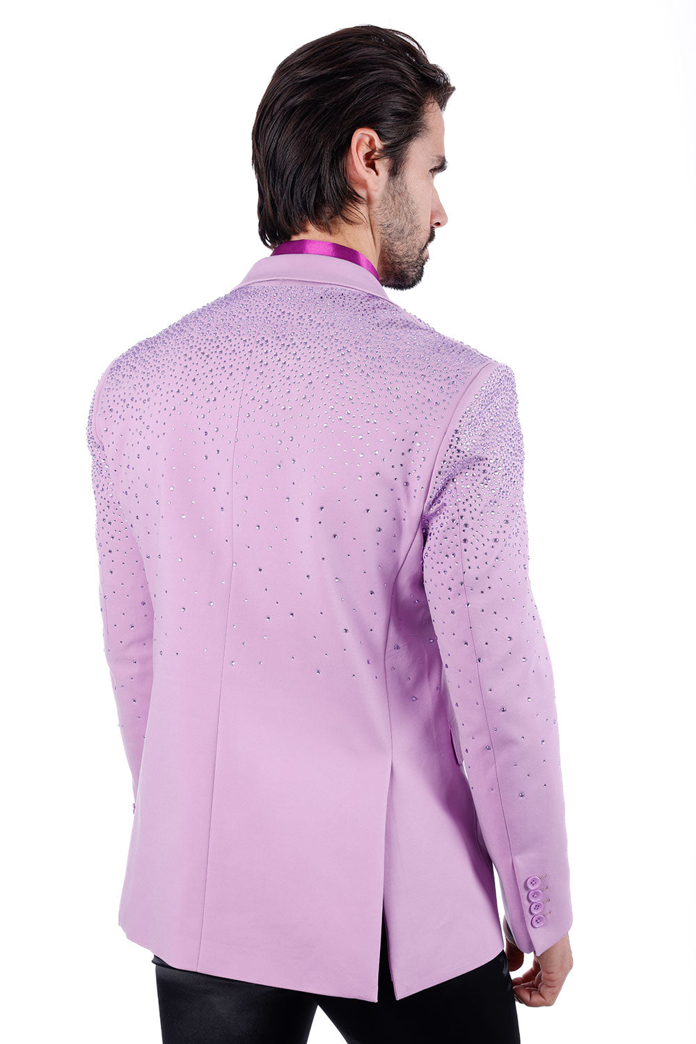 Barabas Men's Rhinestone Matte Color Notch Lapel Casual Blazer 2BLR6 Light Purple