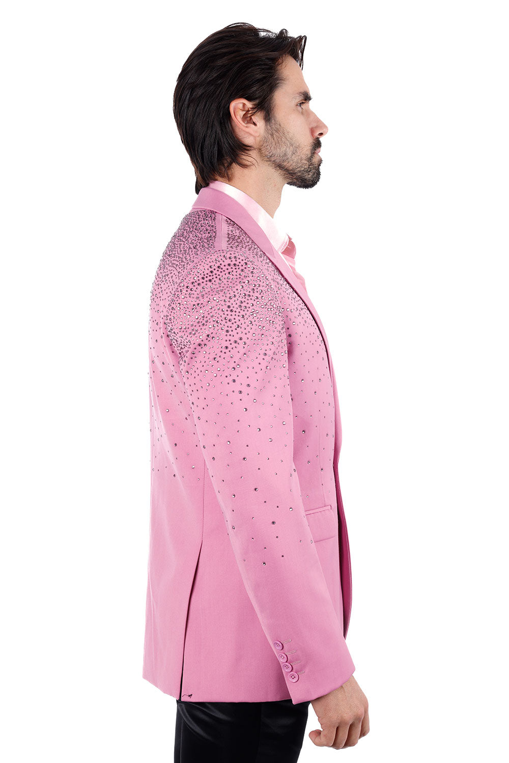 Barabas Men's Rhinestone Matte Color Notch Lapel Casual Blazer 2BLR6 Pink