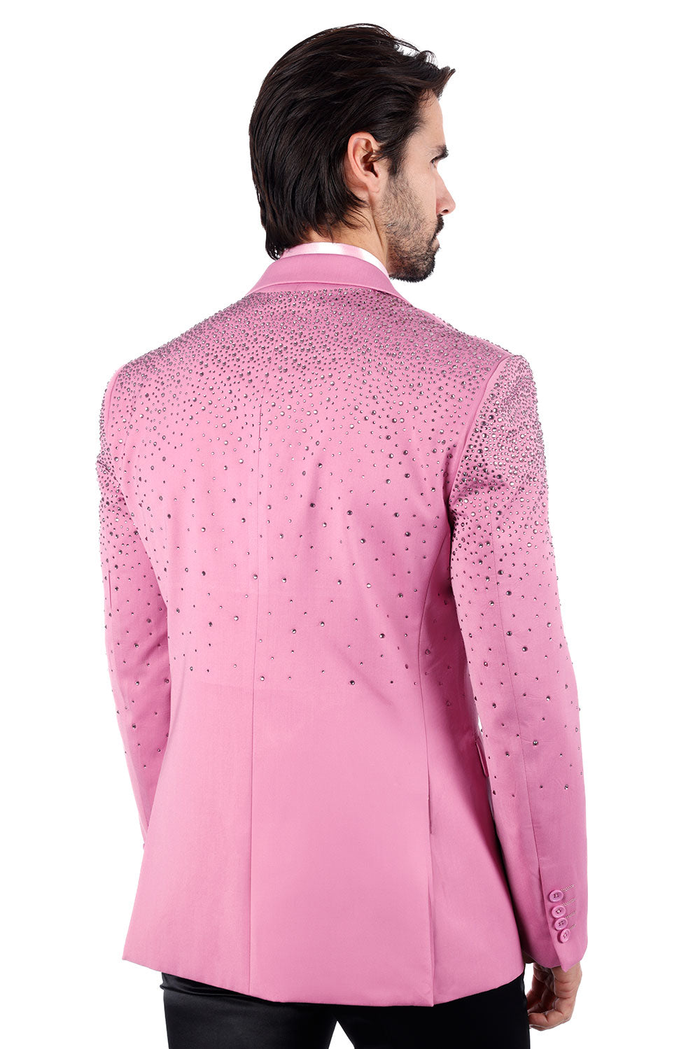 Barabas Men's Rhinestone Matte Color Notch Lapel Casual Blazer 2BLR6 Pink