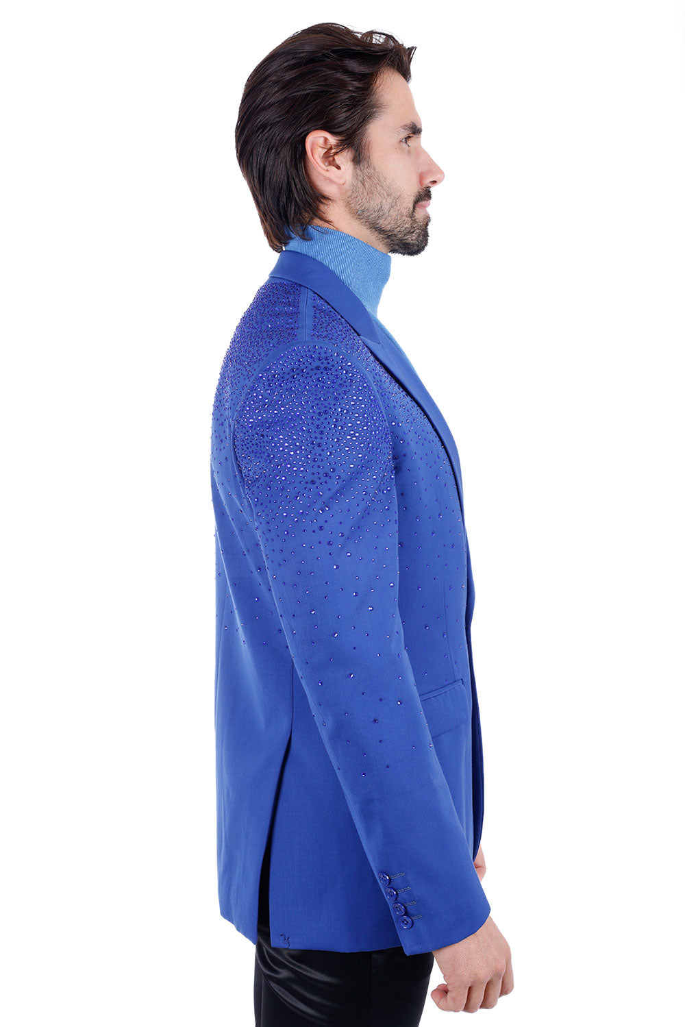 Barabas Men's Rhinestone Matte Color Notch Lapel Casual Blazer 2BLR6 Royal