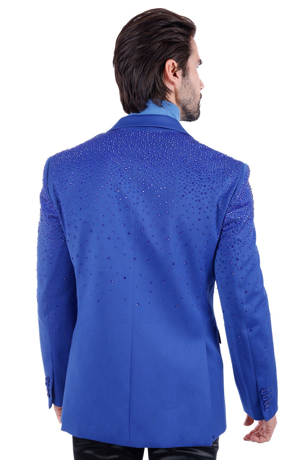 Barabas Men's Rhinestone Matte Color Notch Lapel Casual Blazer 2BLR6 Royal