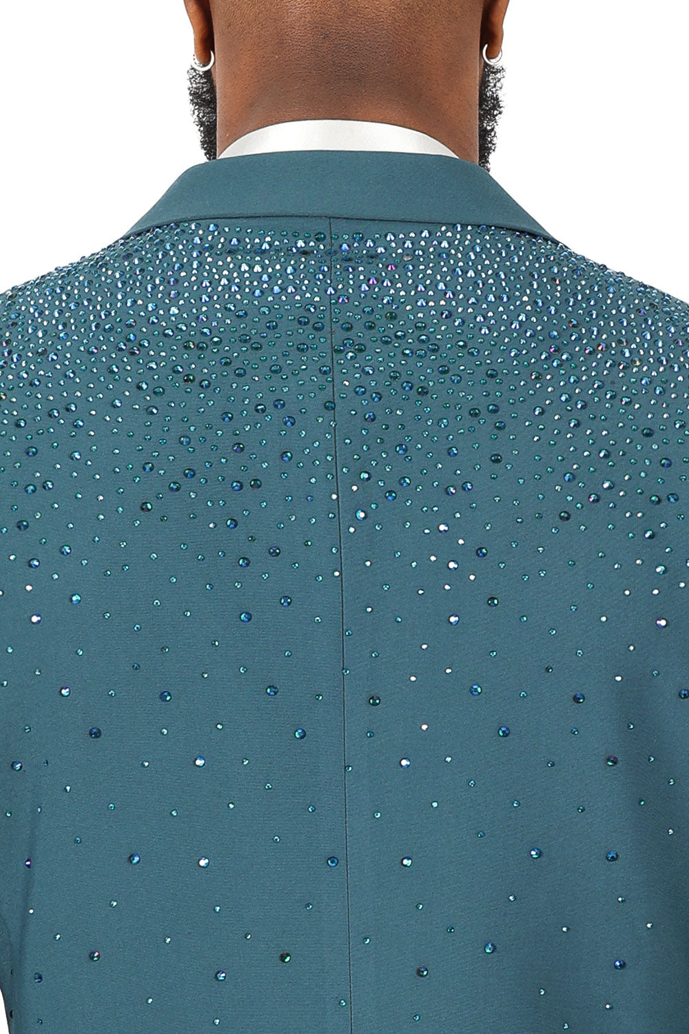 Barabas Men's Rhinestone Solid Color Notch Lapel Blazer 2BLR6 Teal