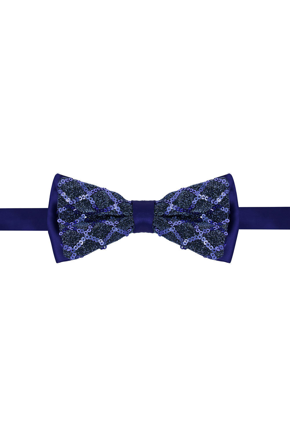 BARABAS Men's Diamond Sequin Pattern Design Bow Tie 2BW3099 Navy