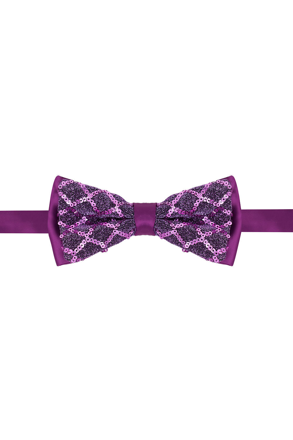 BARABAS Men's Diamond Sequin Pattern Design Bow Tie 2BW3099 Purple