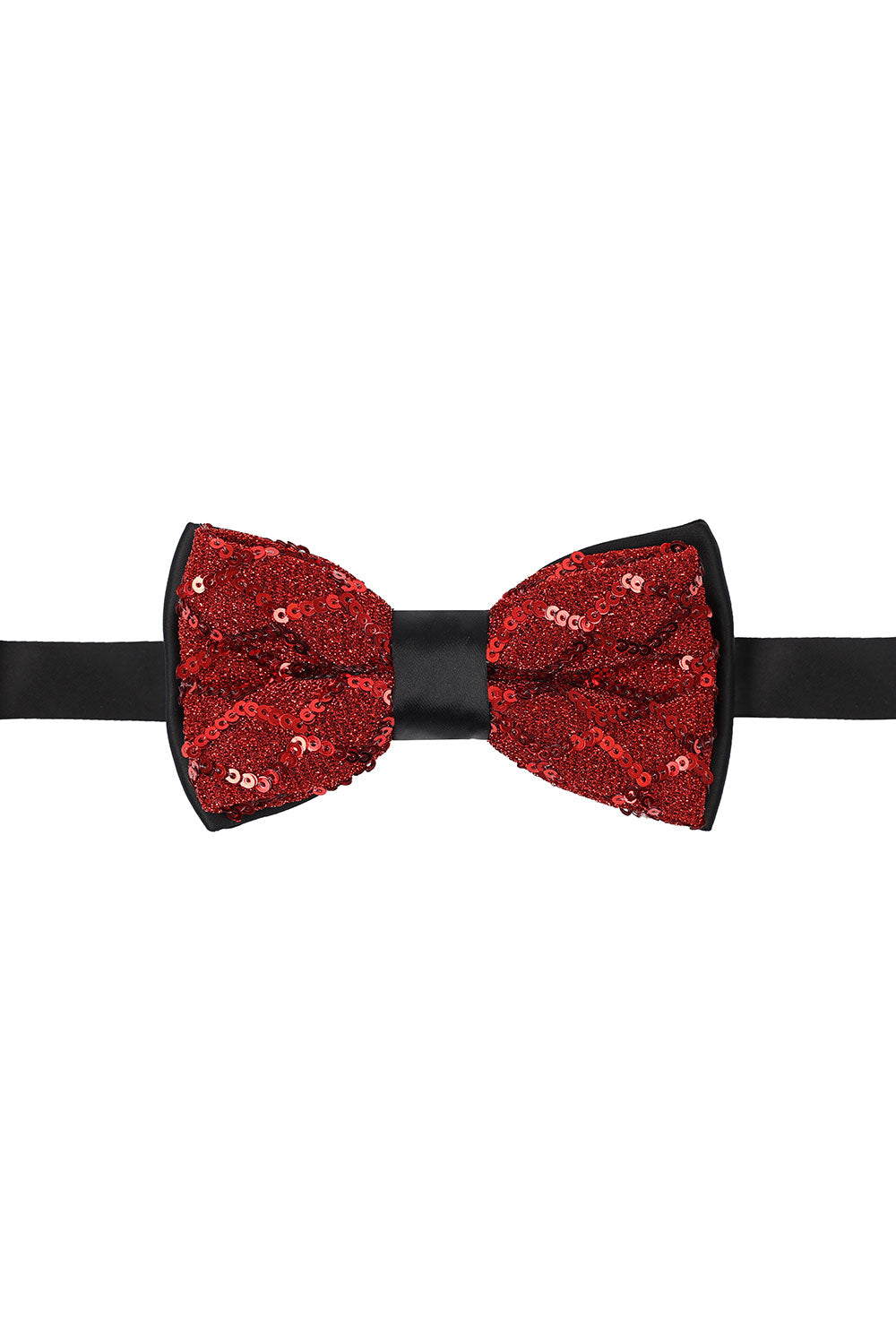 BARABAS Men's Diamond Sequin Pattern Design Bow Tie 2BW3099 Red