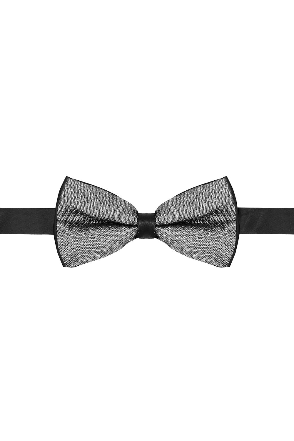 Barabas Men's Textured Material Bow Tie 2BW3105 Silver
