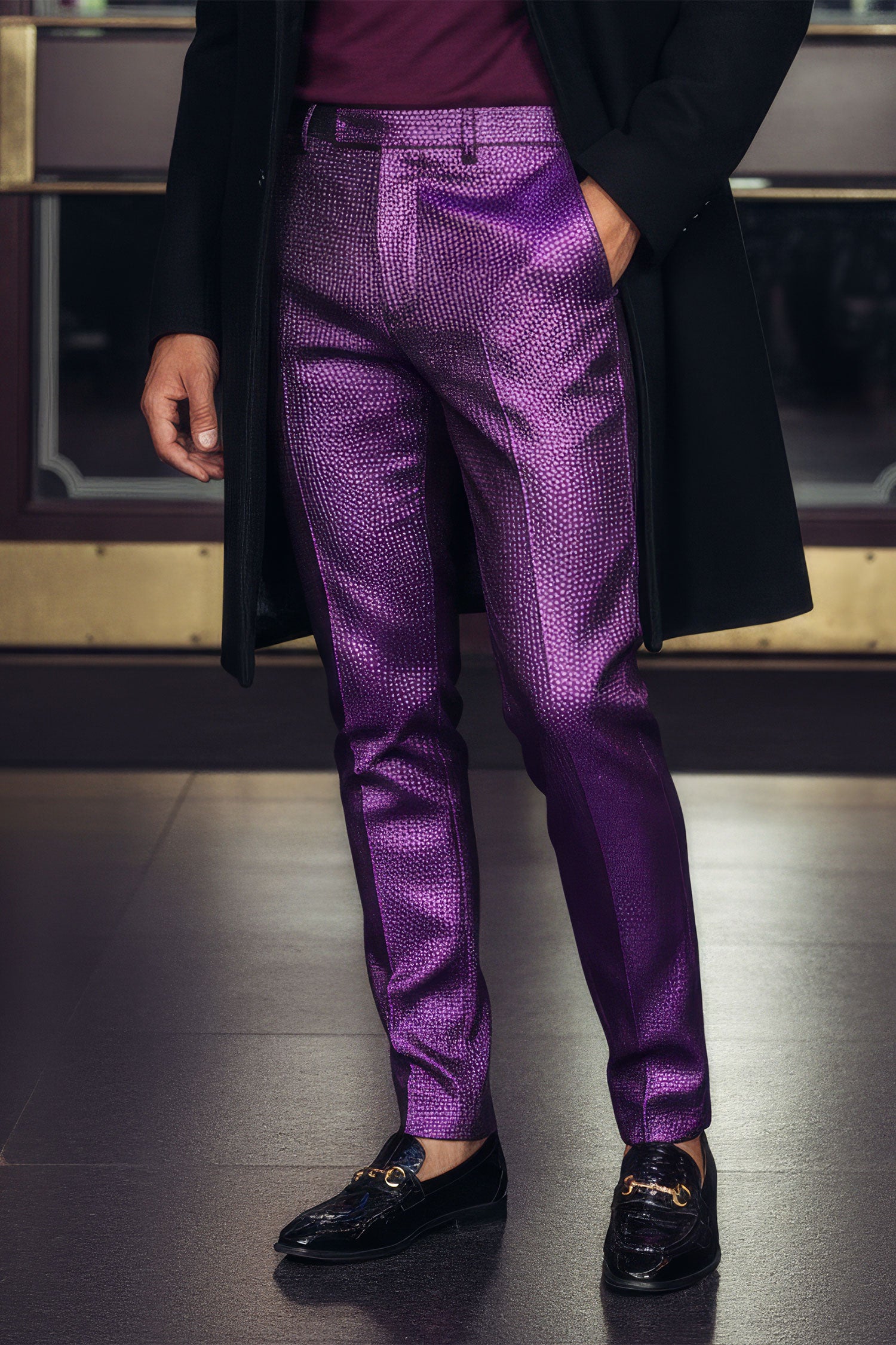 Barabas Men's Solid Vibrant Color Luxury Chino Pants 2cp3105 Purple