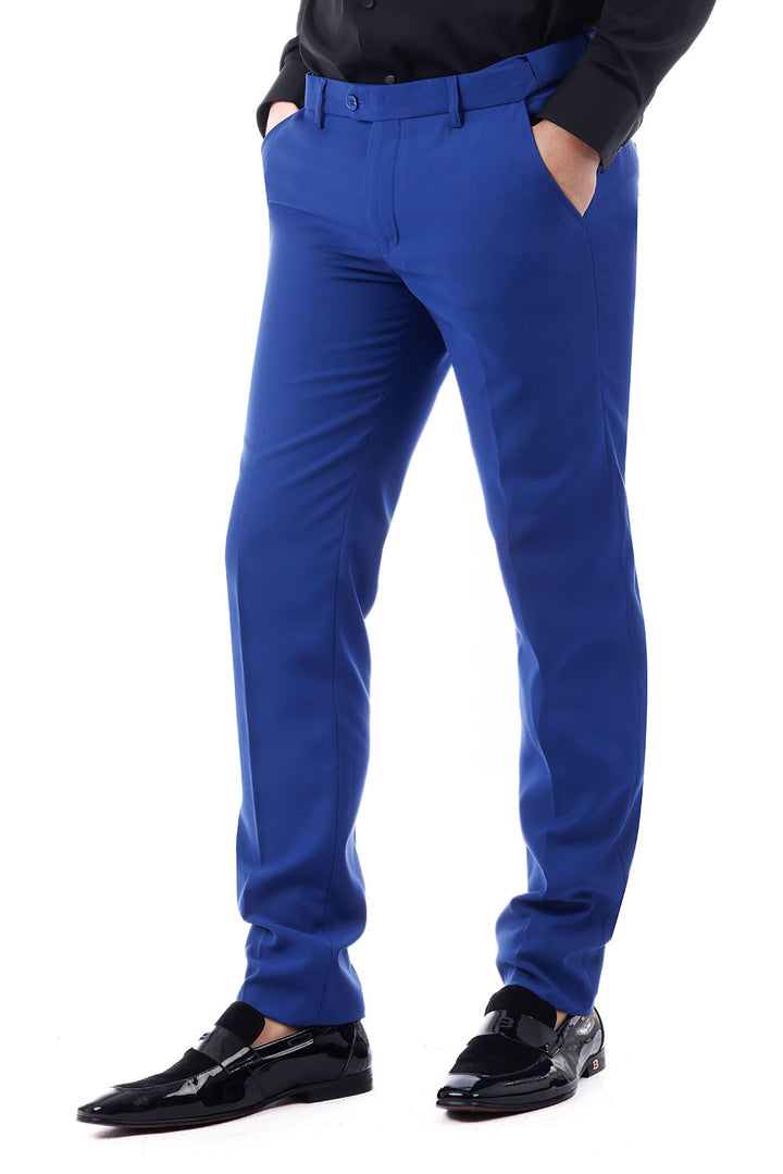 Barabas Men's Matte Solid Color Dress Pants 2CPR6 Blue