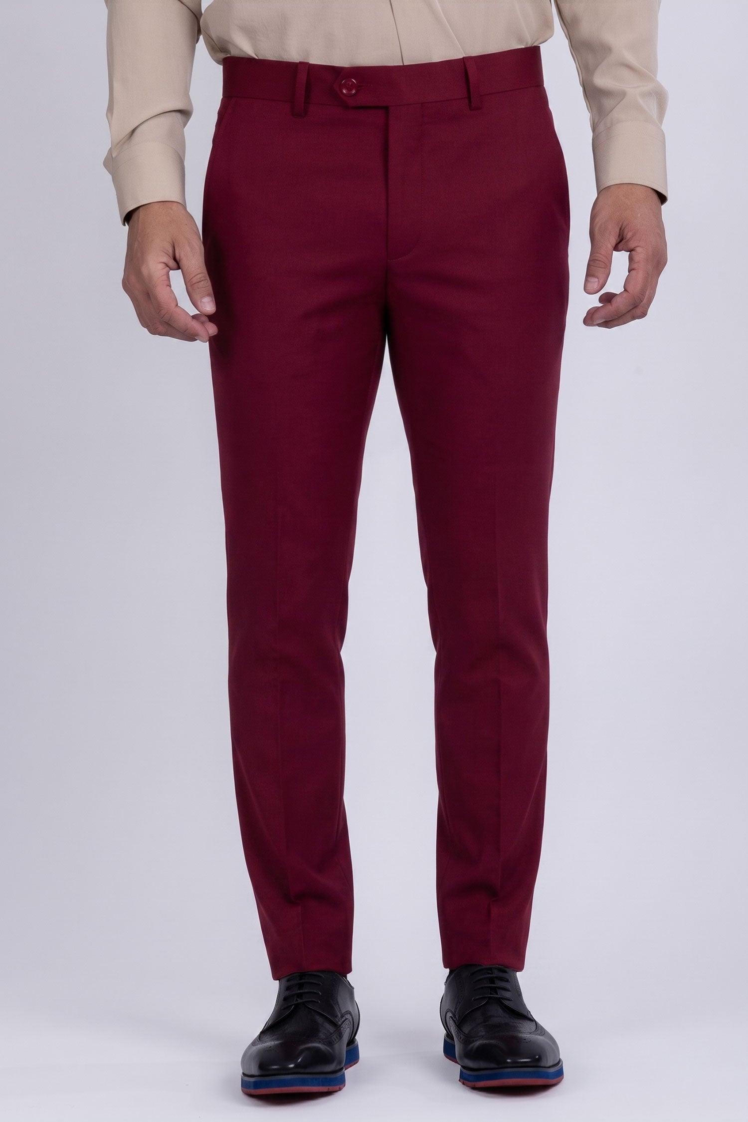 Barabas Men's Matte Solid Color Chino Dress Pants 2CPR6 Cabernet