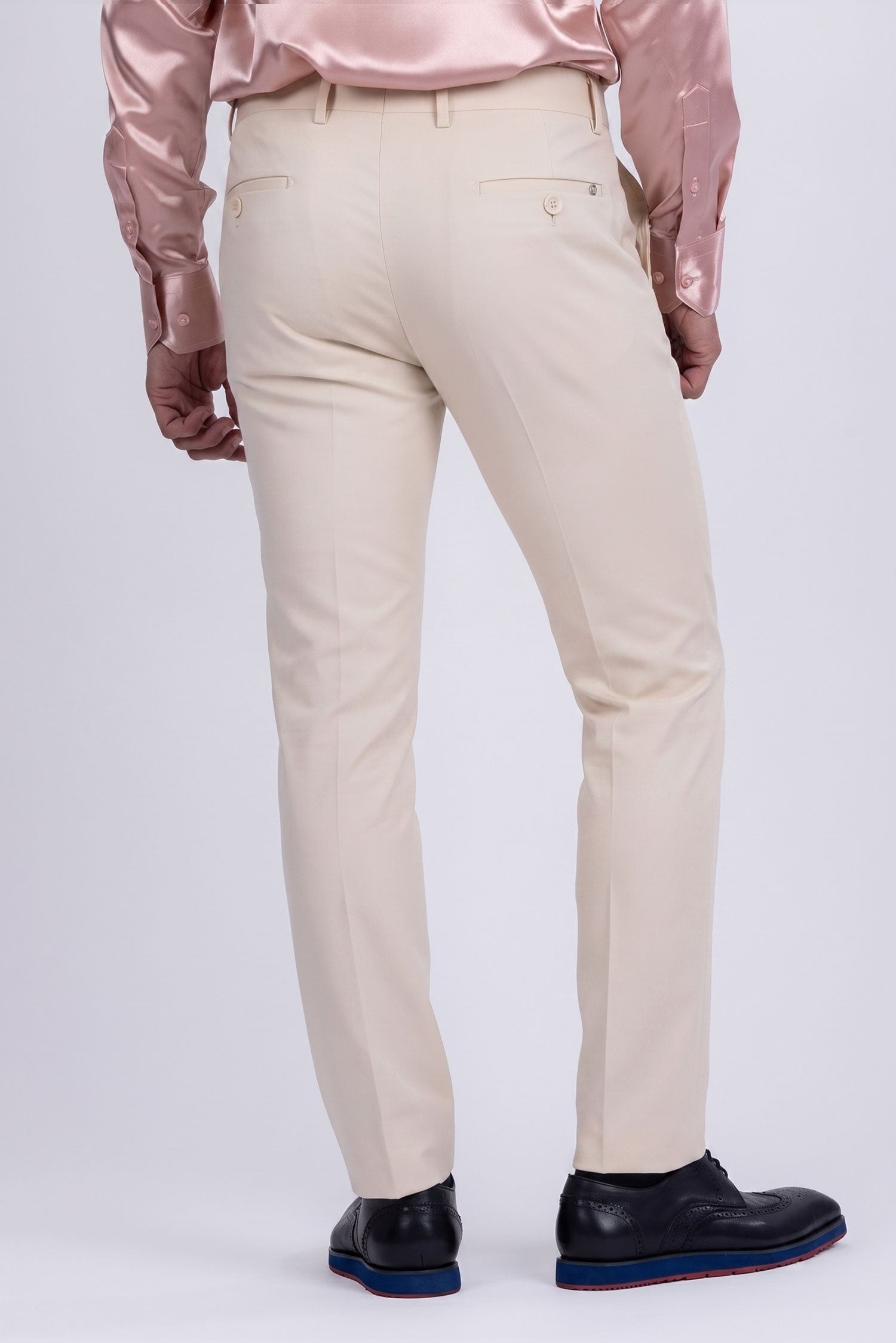Barabas Men's Matte Solid Color Dress Pants 2CPR6 Cream