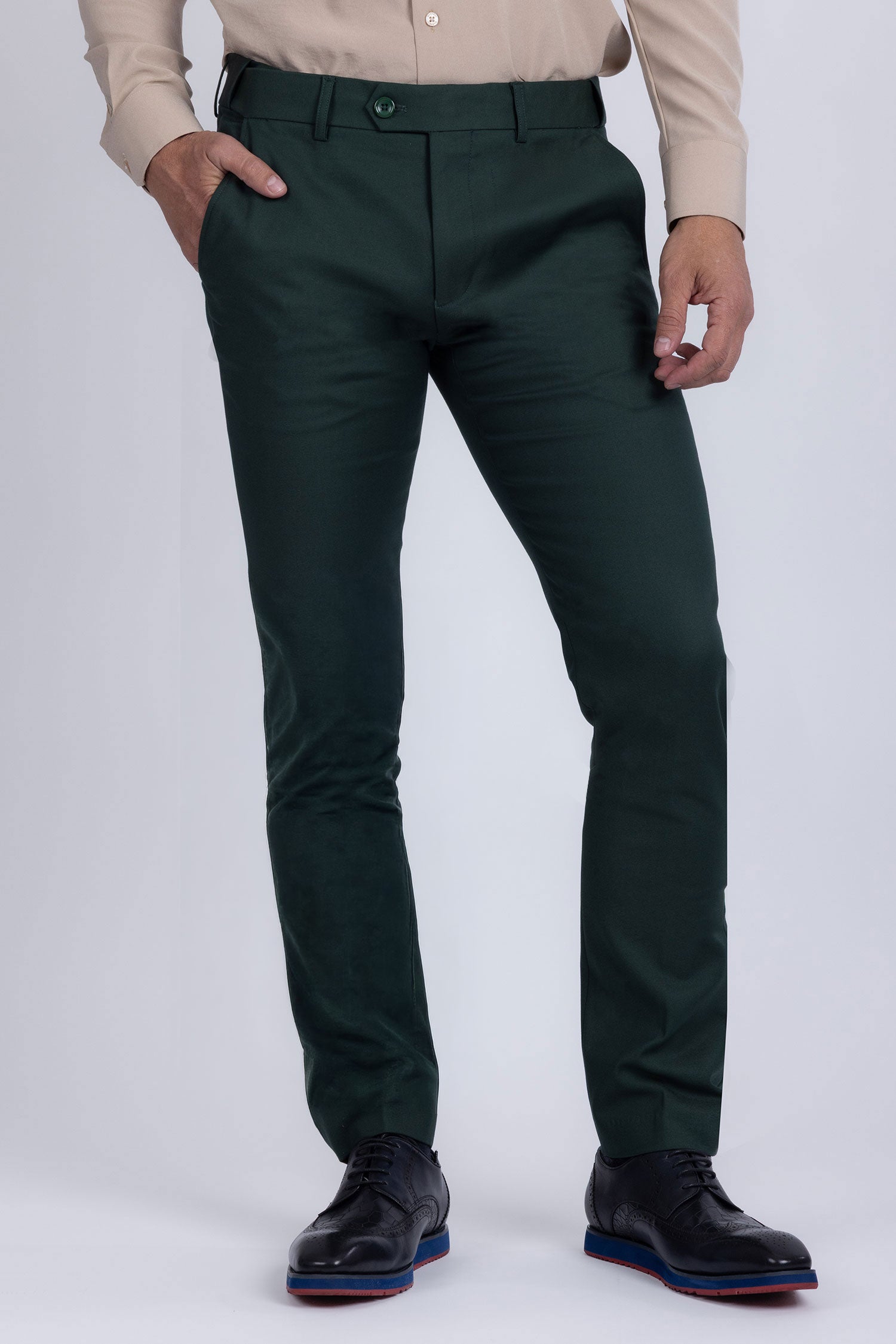 Barabas Men's Matte Solid Color Chino Dress Pants 2CPR6 Green