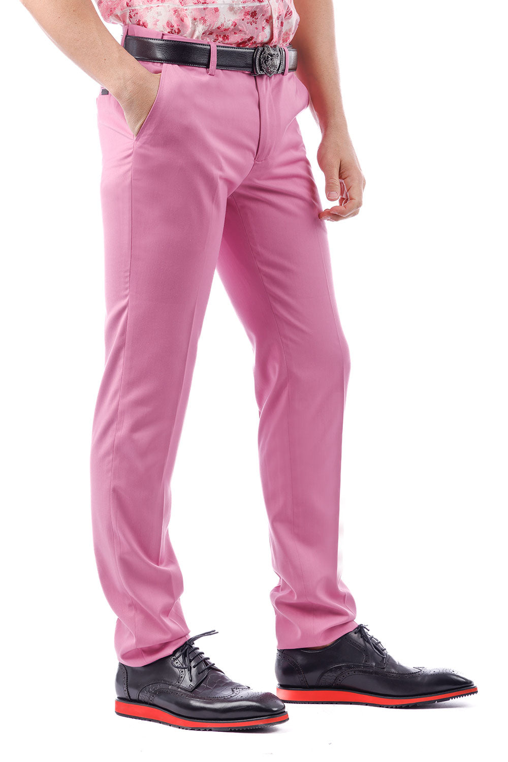 Barabas Men's Matte Solid Color Dress Pants 2CPR6 Rose