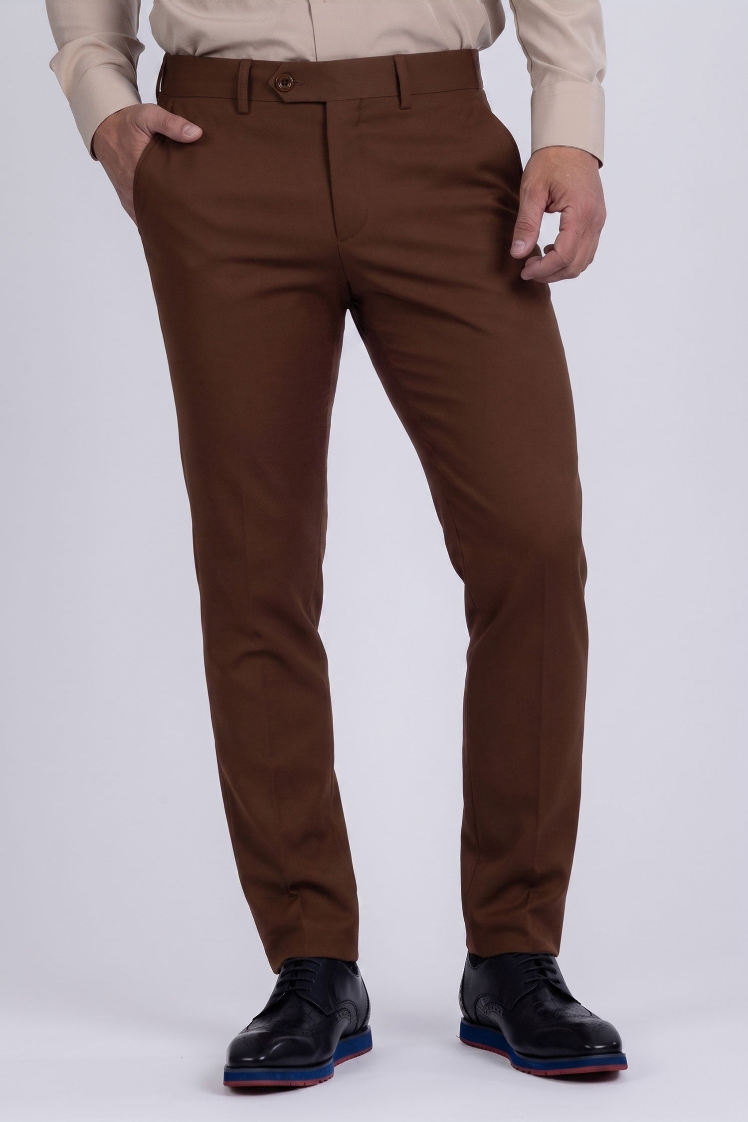 Barabas Men's Matte Solid Color Chino Dress Pants 2CPR6 Sephia