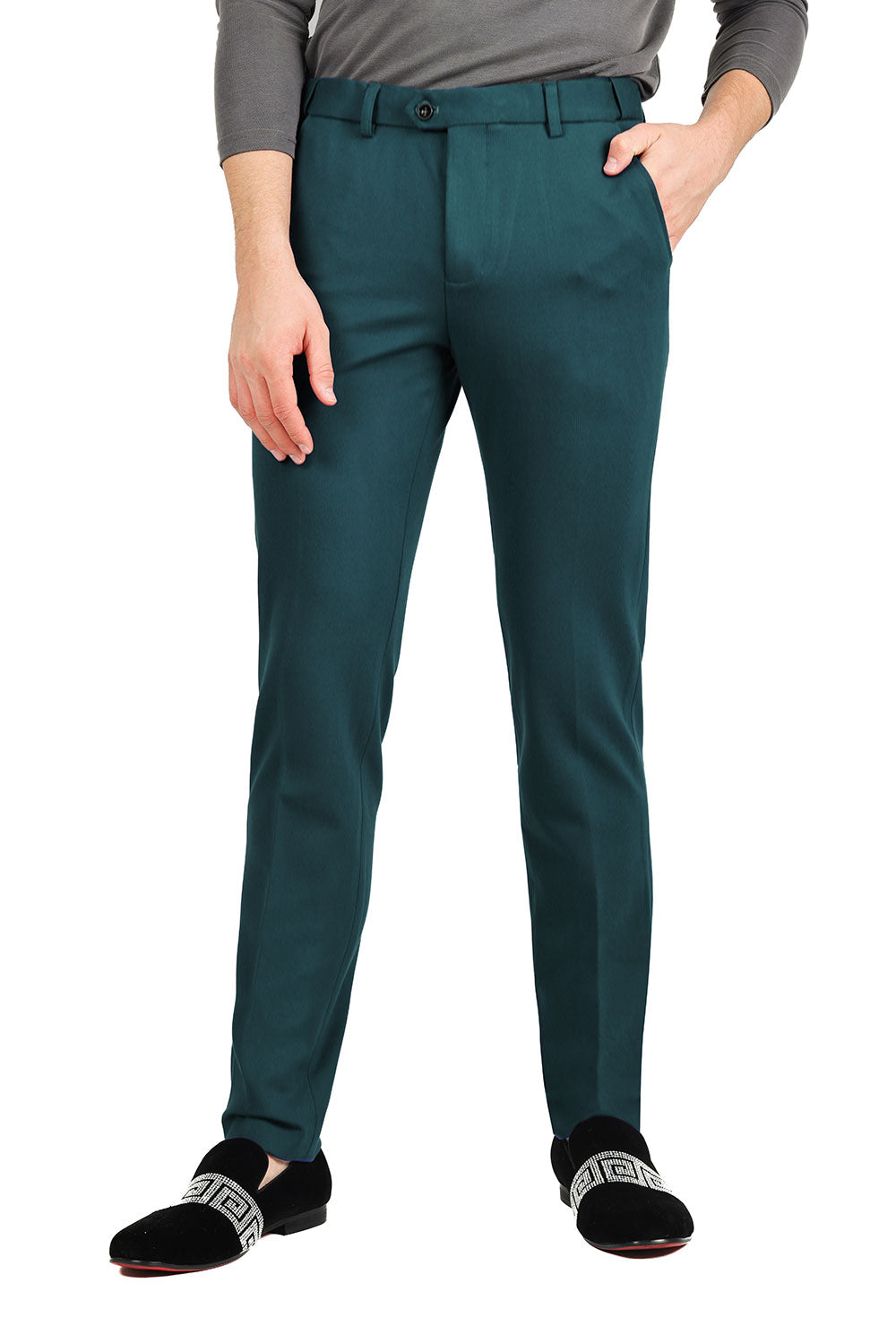 Barabas Men's Matte Solid Color Dress Pants 2CPR6 Teal