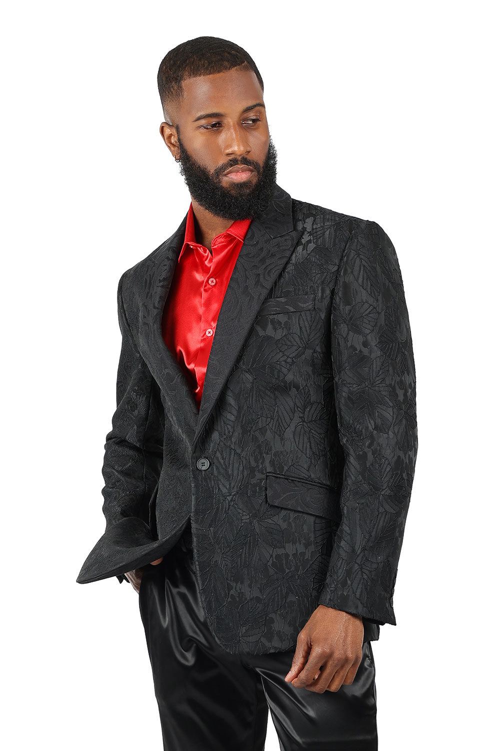 Barabas Men's Floral Embroidered Peak Lapel Luxury Blazer 2EBL10 Black