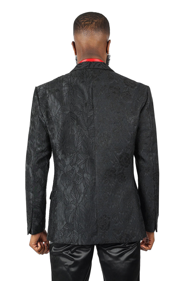 Barabas Men's Floral Embroidered Peak Lapel Luxury Blazer 2EBL10 Black
