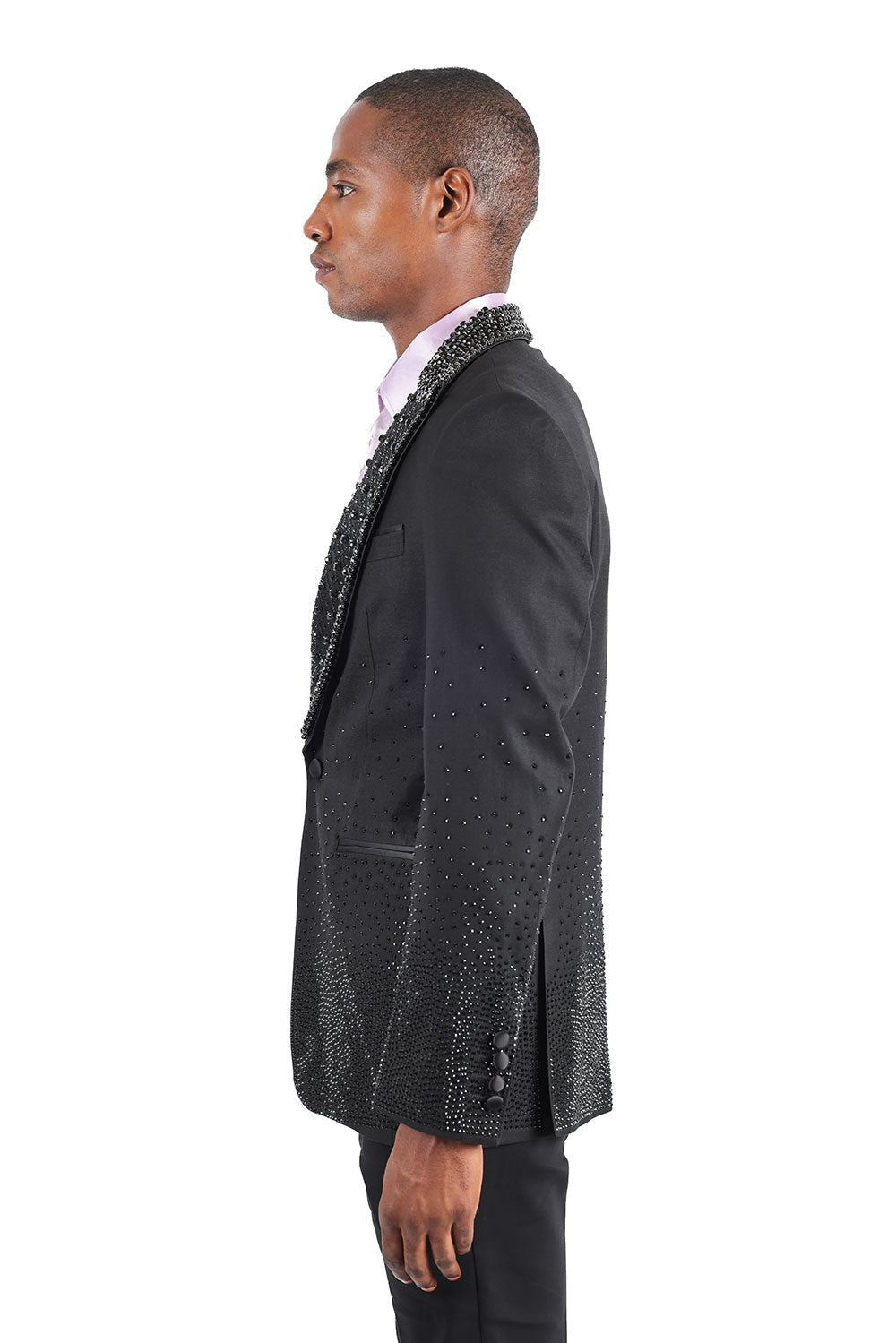 Barabas Men's Rhinestone Peak Lapel Luxury Blazer 2EBL3 Black