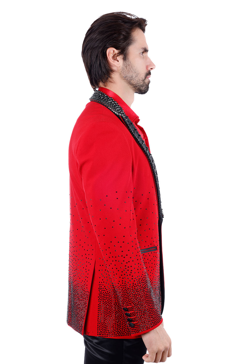 Barabas Men's Rhinestone Peak Lapel Luxury Blazer 2EBL3 Red