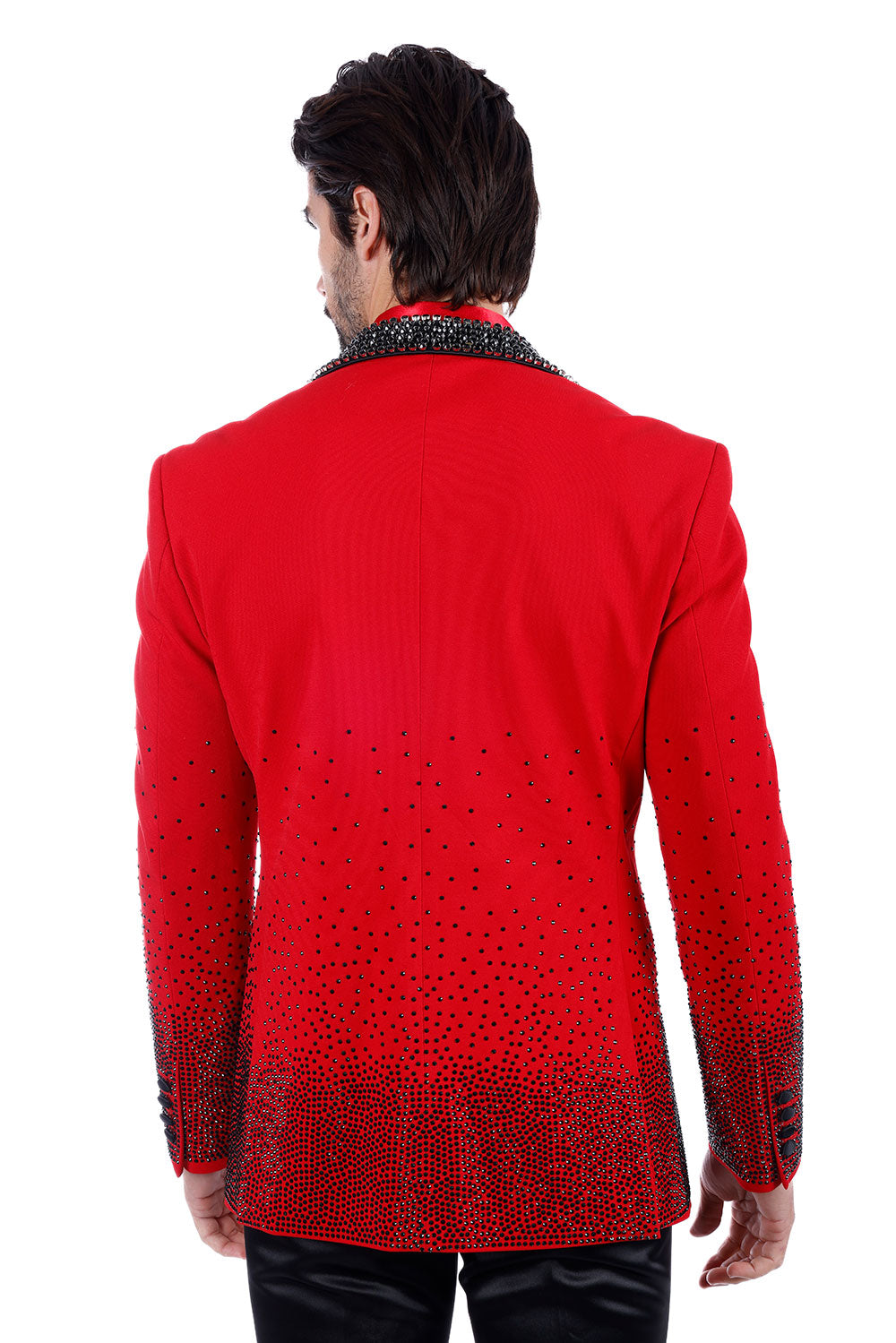 Barabas Men's Rhinestone Peak Lapel Luxury Blazer 2EBL3 Red