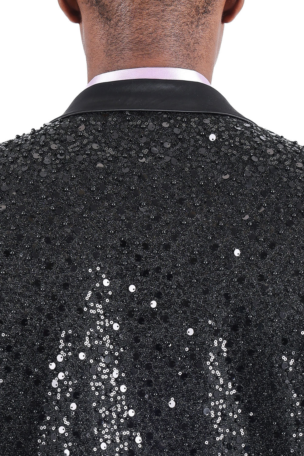 Barabas Men's Shiny Sequins Peak Lapel Luxury blazer 2EBL8 Black