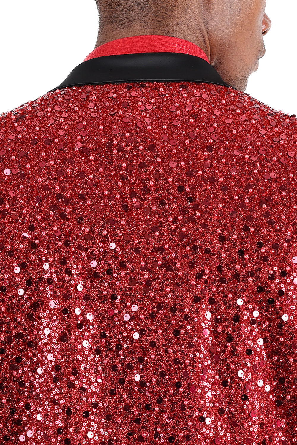 Barabas Men's Shiny Sequins Peak Lapel Luxury blazer 2EBL8 Red