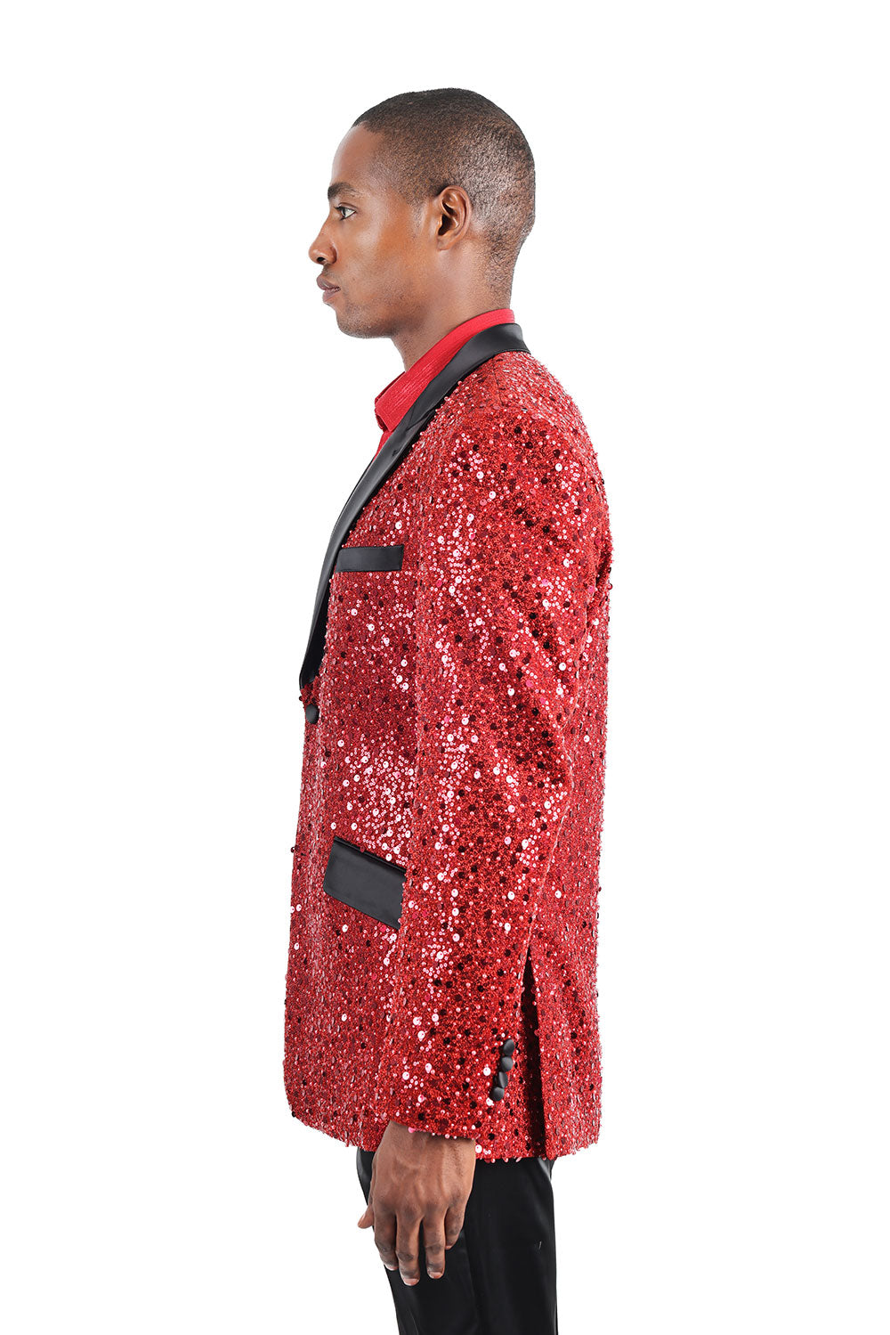 Barabas Men's Shiny Sequins Peak Lapel Luxury blazer 2EBL8 Red