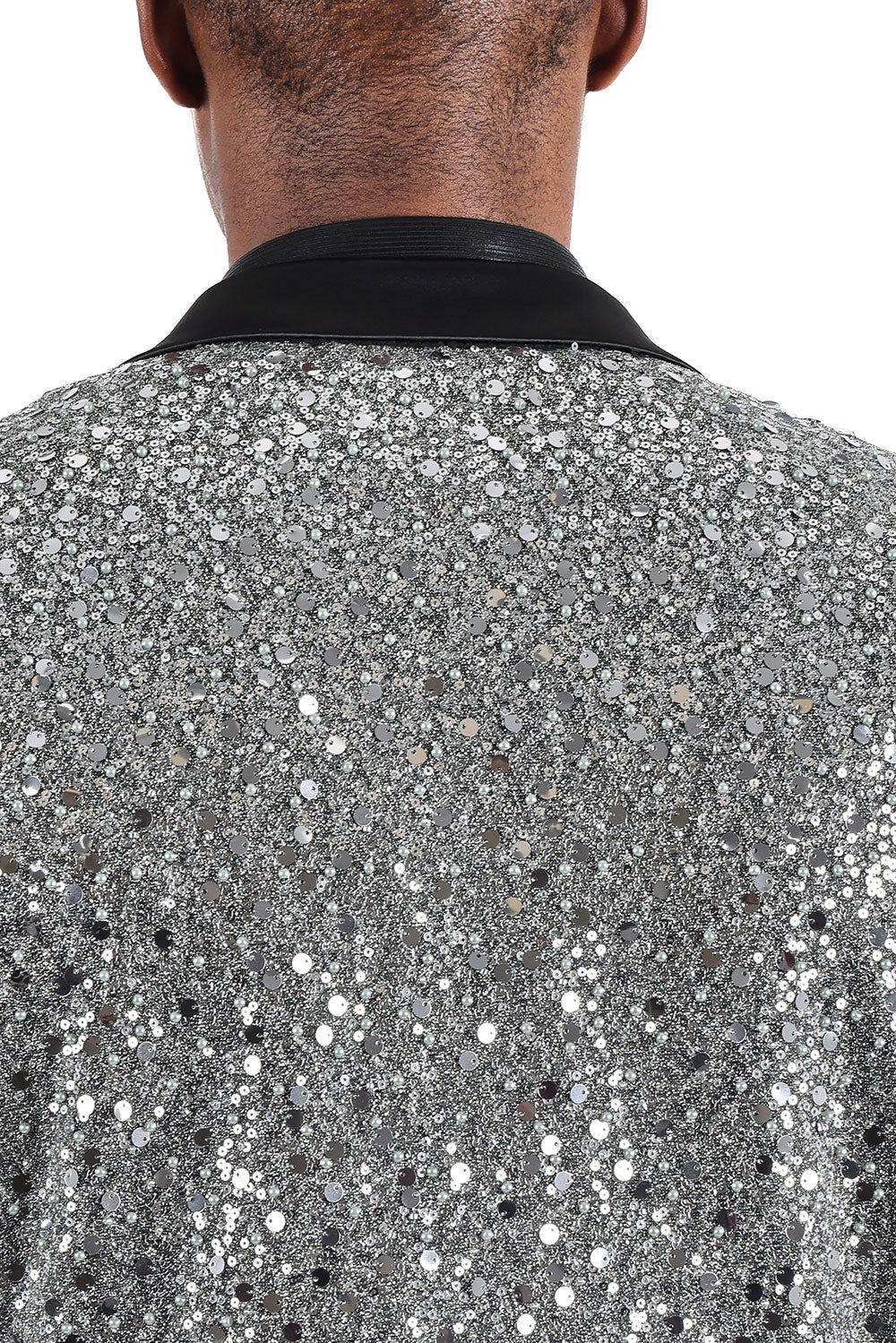 Barabas Men's Shiny Sequins Peak Lapel Luxury blazer 2EBL8 Silver