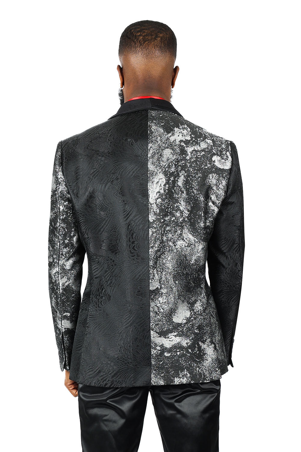 Barabas Men's Sequins Rhinestone Peak Shawl Lapel Luxury Blazer 2EBL9 Black Silver