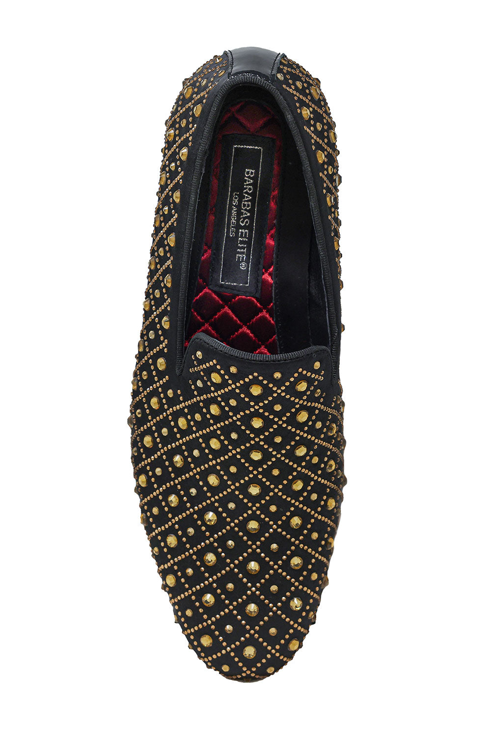 Barabas Men's Jewel Studded Pattern Slip On Luxury Dress Shoes 2ESH11 Black Gold