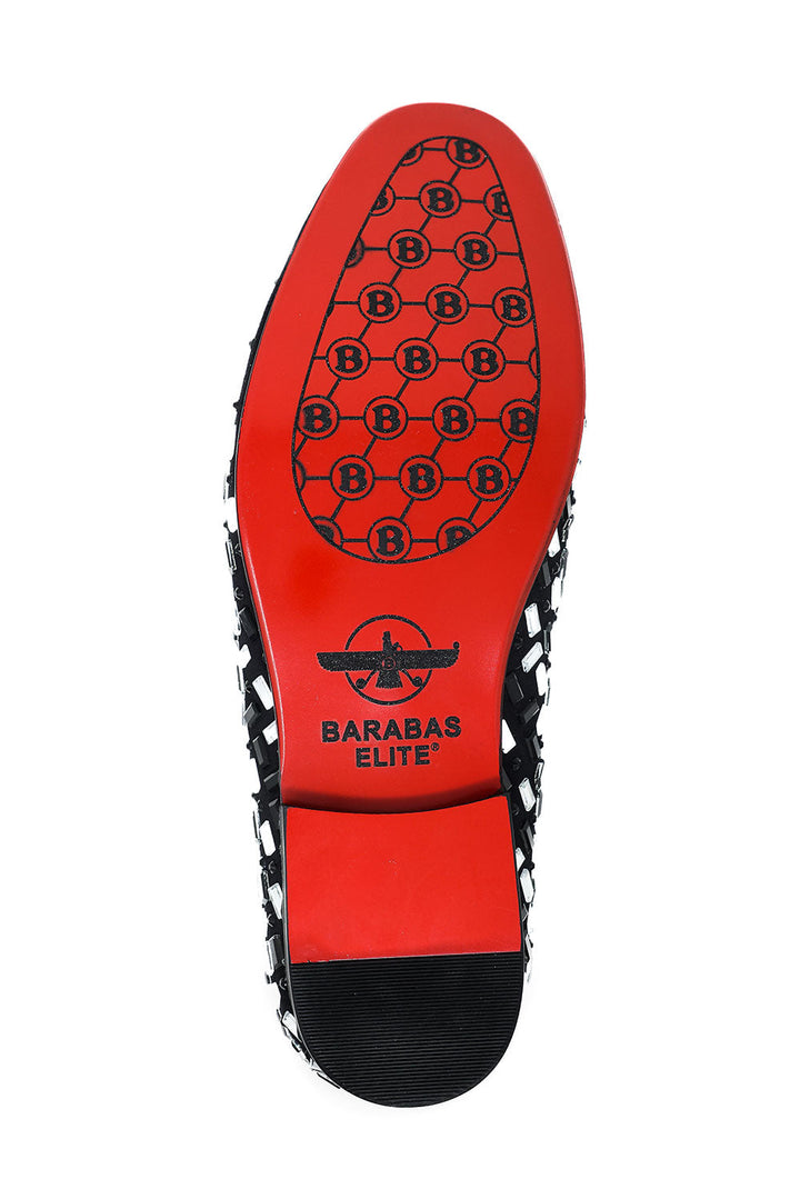 Barabas Men's Jewel Floral Pattern Slip On Luxury Dress Shoes 2ESH2 Black