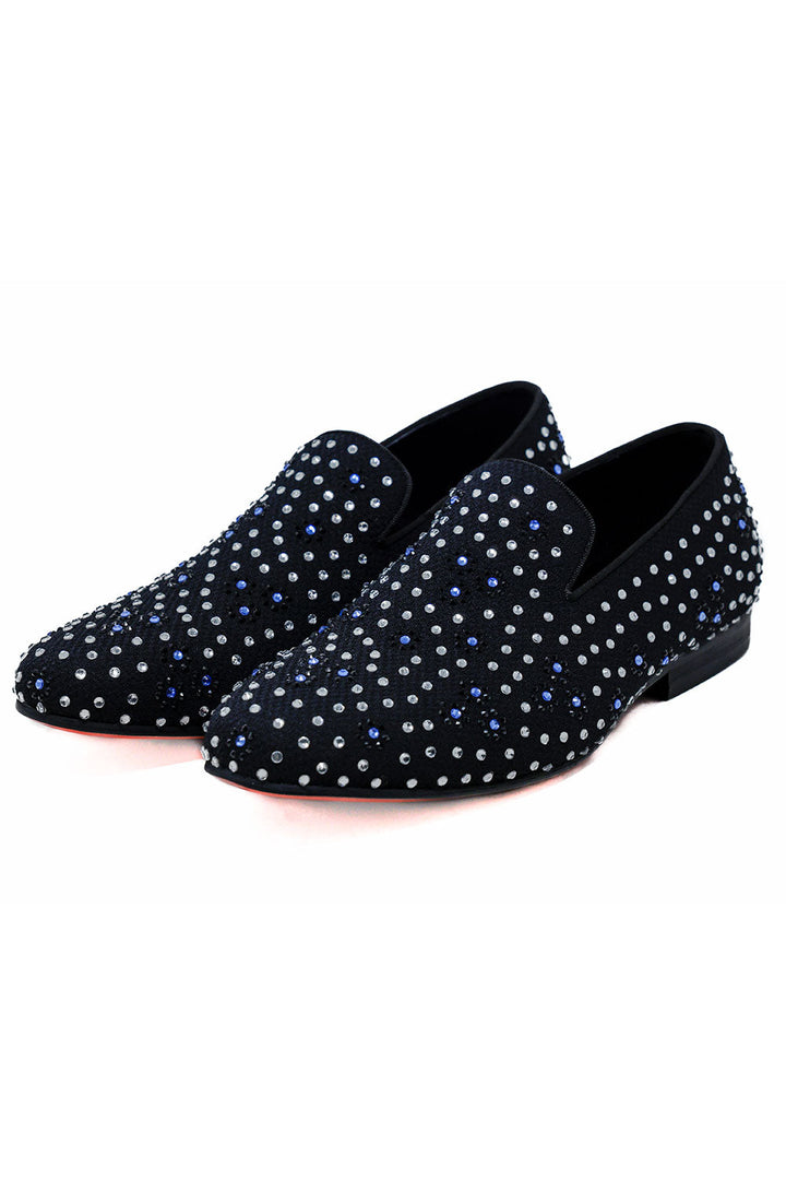 Barabas Men's Rhinestone Slip On Dress Loafer Red Sole Shoes 2ESH7