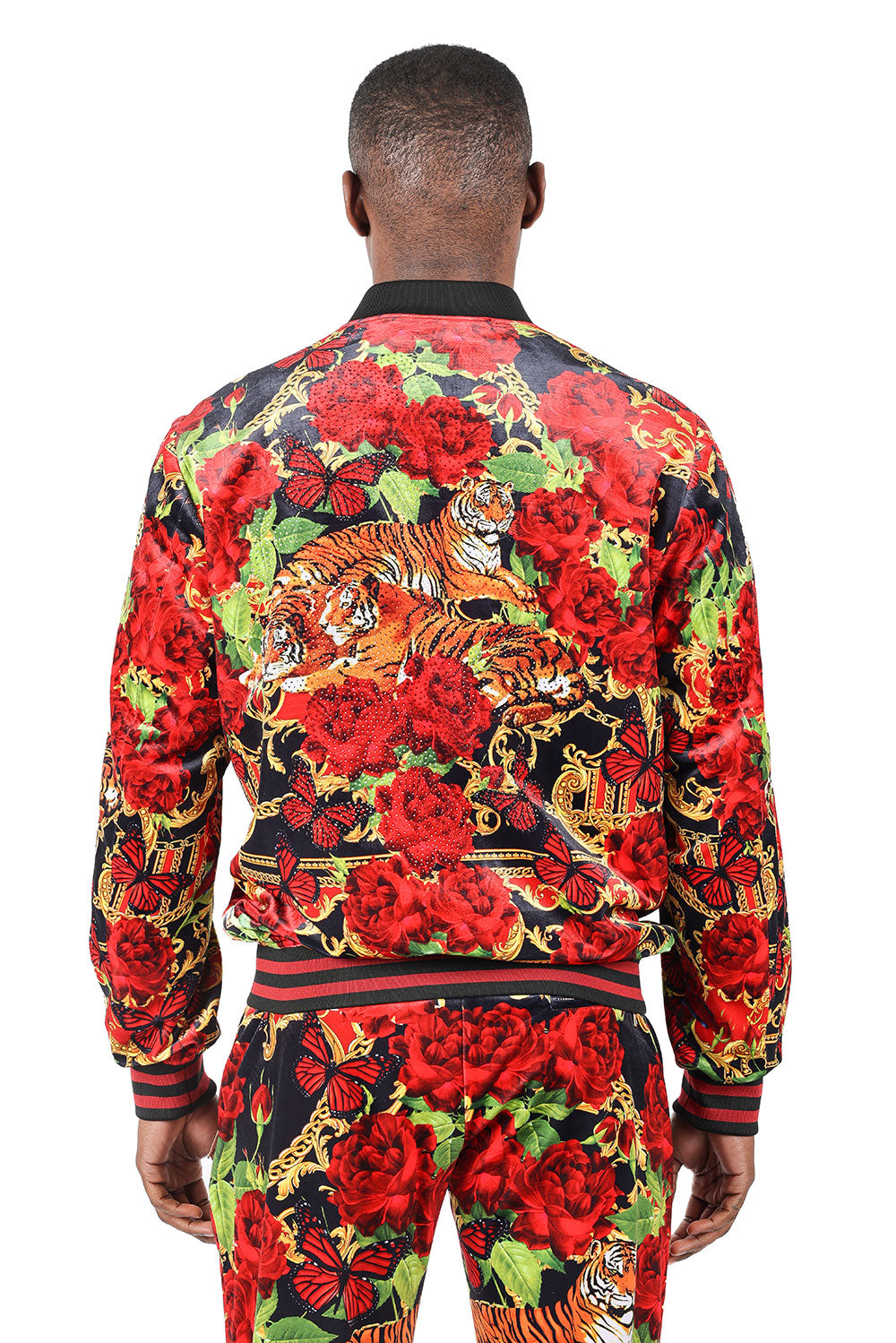 BARABAS Men's Tiger Floral Baroque Design Bamber Jacket 2JBP20