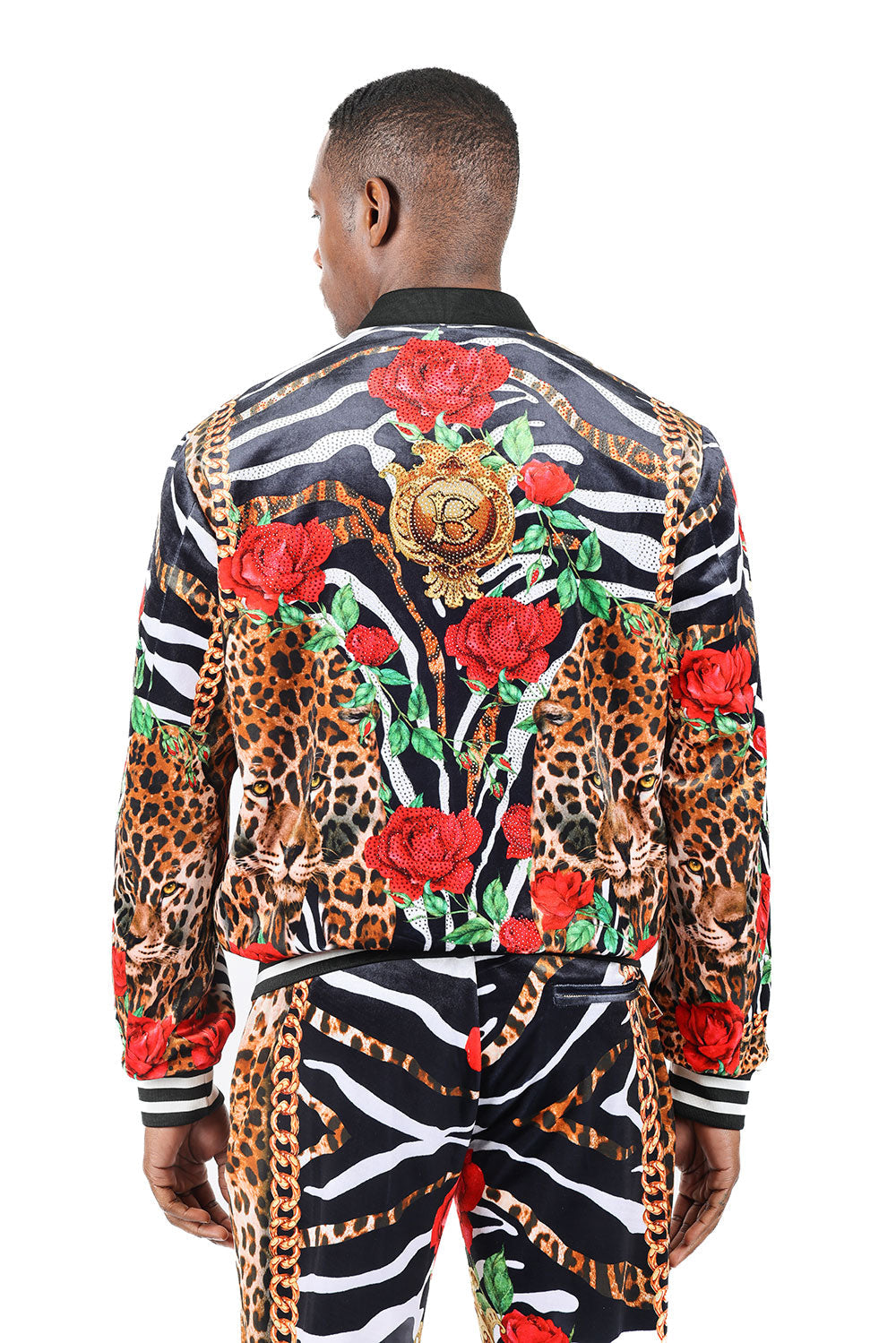 BARABAS Men's Zipper Closure Animal Floral Print Jacket 2JBP22 Multi