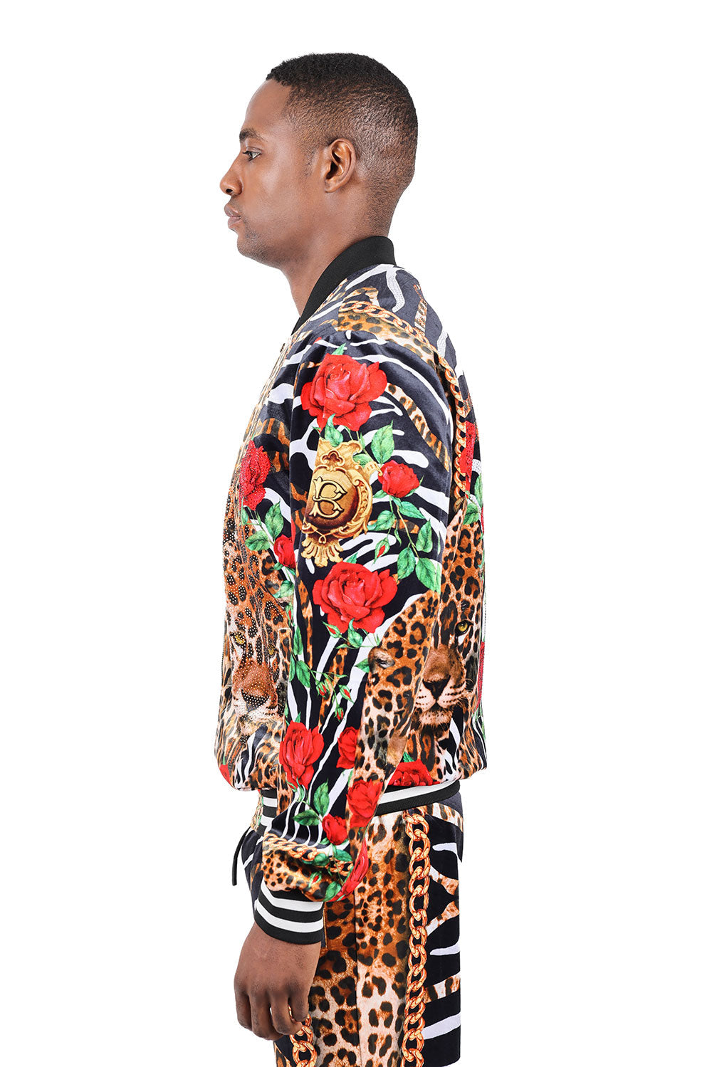 BARABAS Men's Zipper Closure Animal Floral Print Jacket 2JBP22 Multi