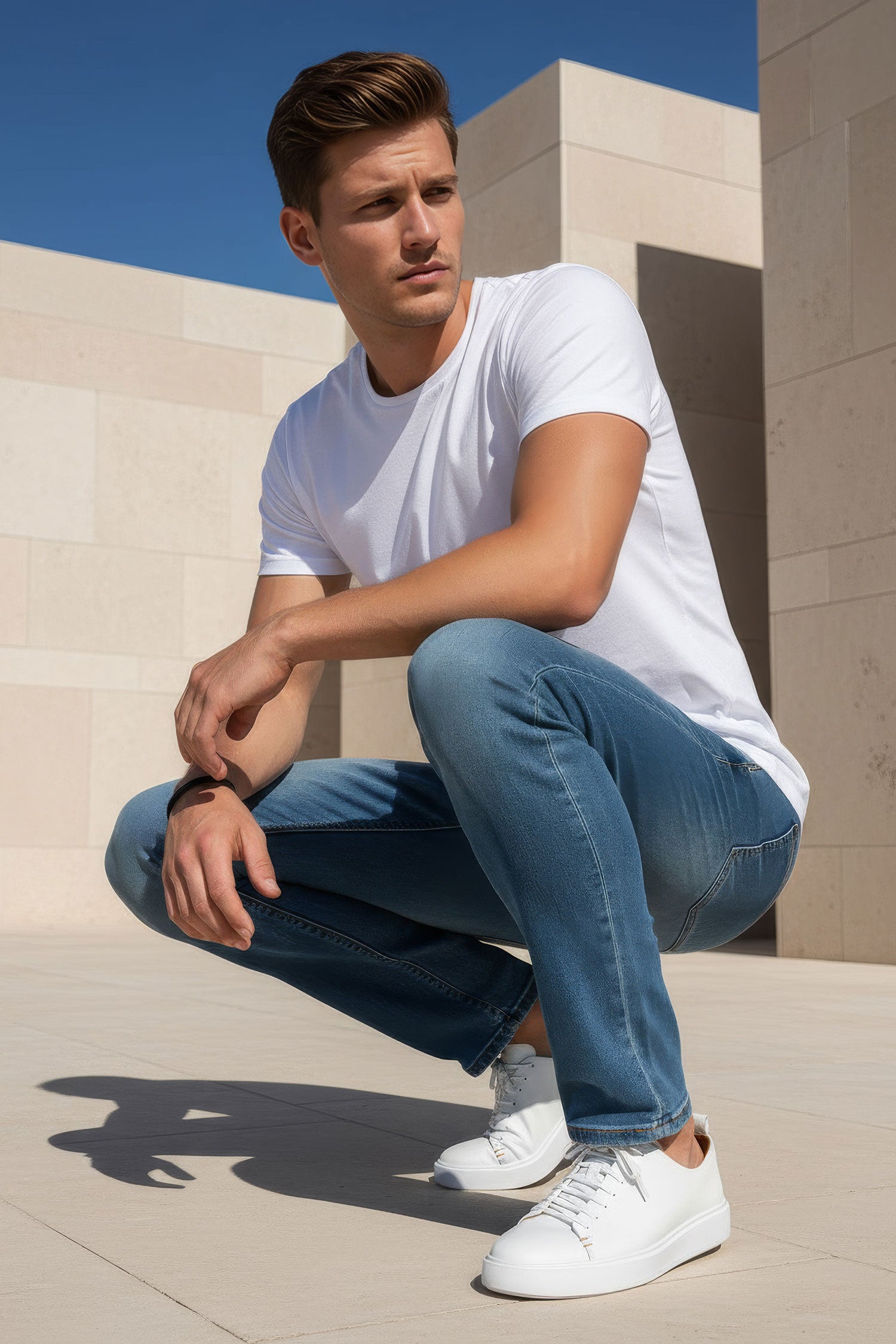 Barabas Men's Premium Light Wash Blue Denim Straight Jeans 2JE08ST
