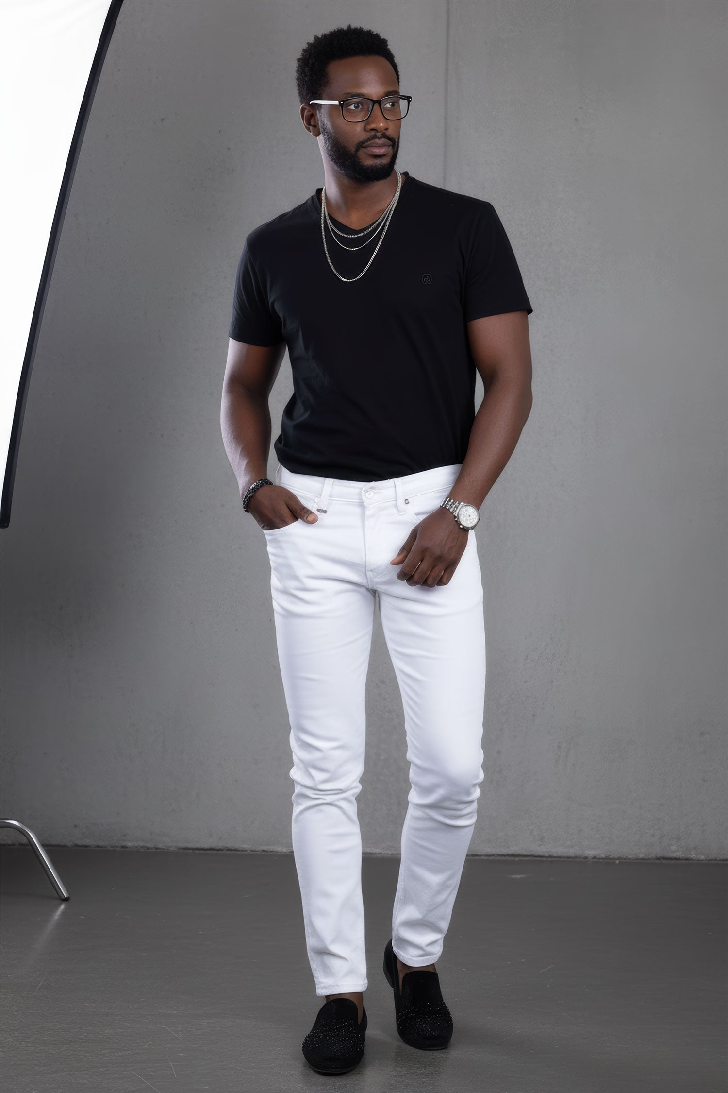 Barabas Men's Straight Fit Premium Solid White Denim Jeans 2JE10ST White