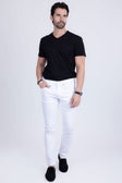 Barabas Men's Straight Fit Premium Solid White Denim Jeans 2JE10ST White